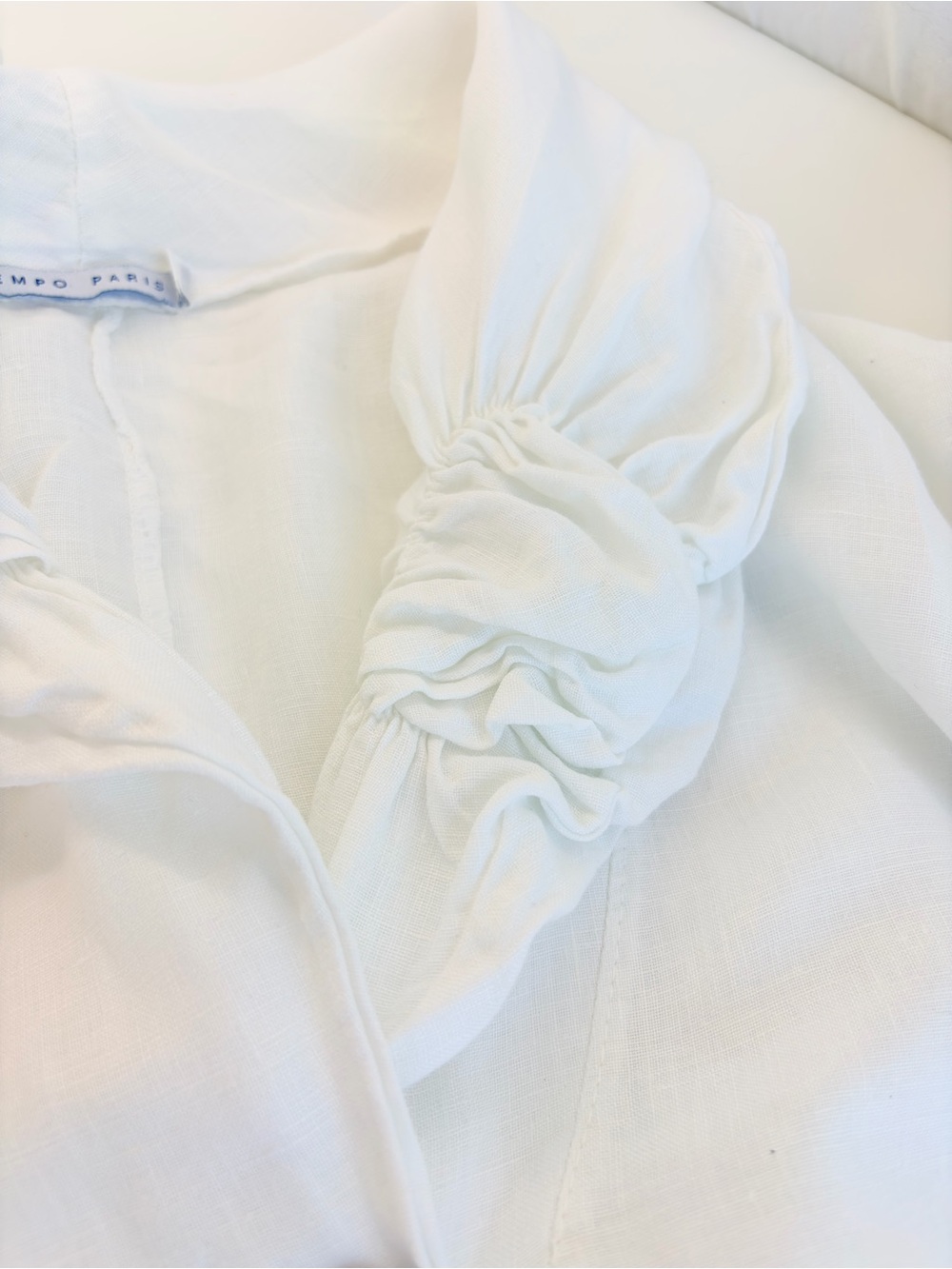 Tempo Paris 100% linen White jacket/top artistic lagenlook Made in Italy Medium - Picture 15 of 17